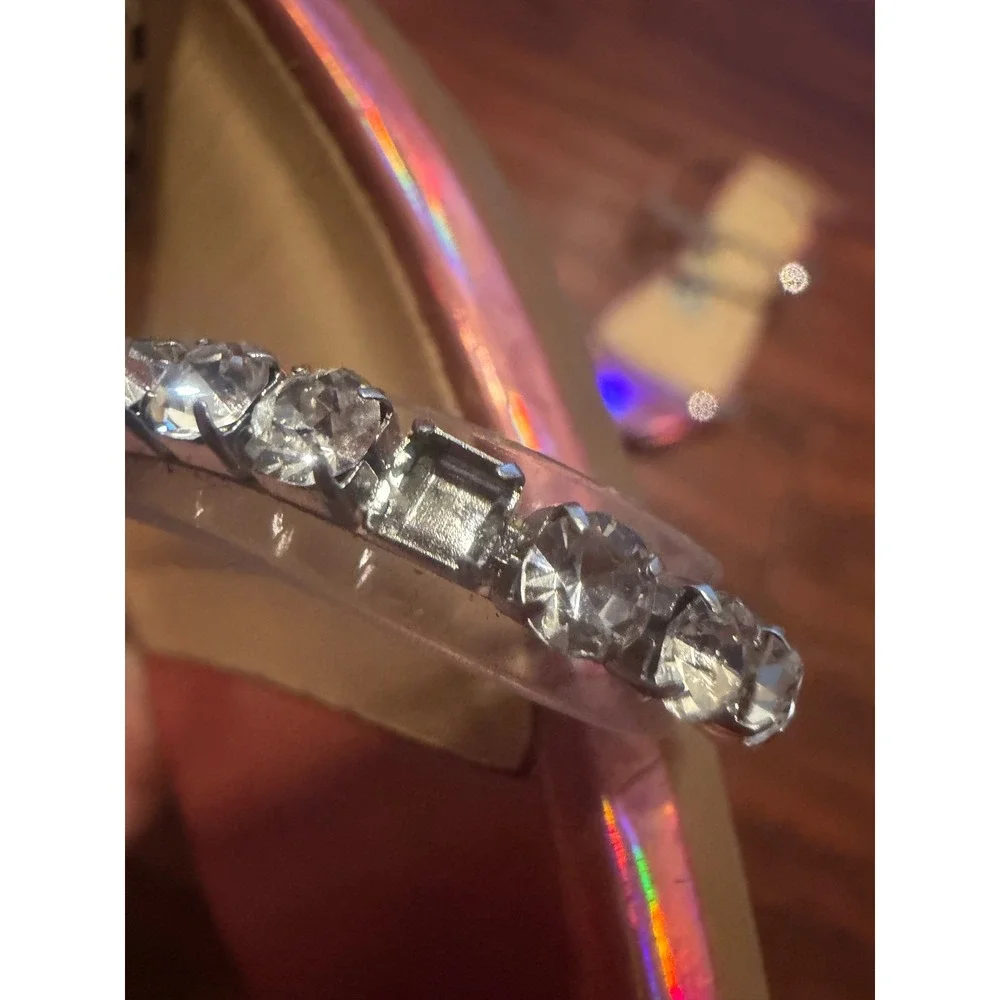 Christian Louboutin Kids Miniqueenie Pink Holographic Crystal Sandals Red Bottom